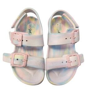 Girls Pastel Tiedye Sandals Straps Adjustable Lightweight Outdoors Play Size 7